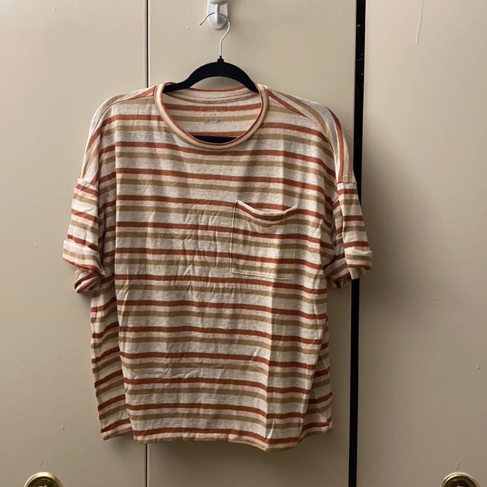 Aerie Striped Linen Pocket Tee